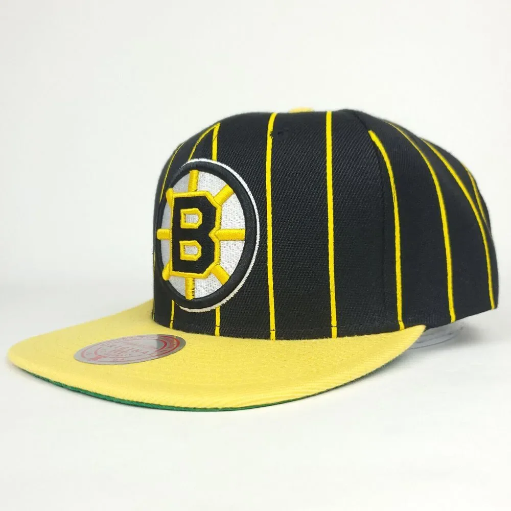 Boston Bruins Mitchell & Ness NHL Snapback Hat Cap 3D Logo Black Yellow‎ NWT